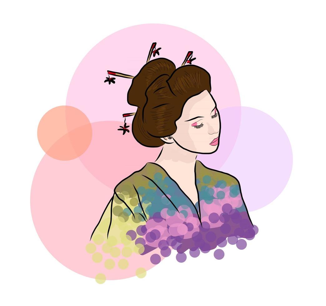 Geisha Beautiful japanese girl vector