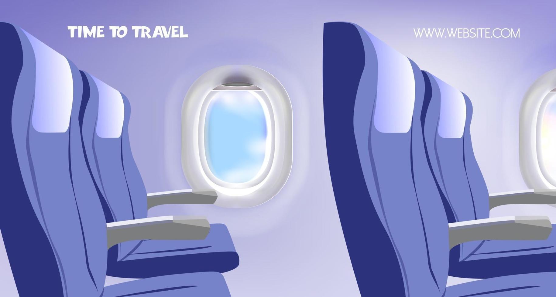 Time to travel View from airplane advertising services design website for travelling Vector illustration