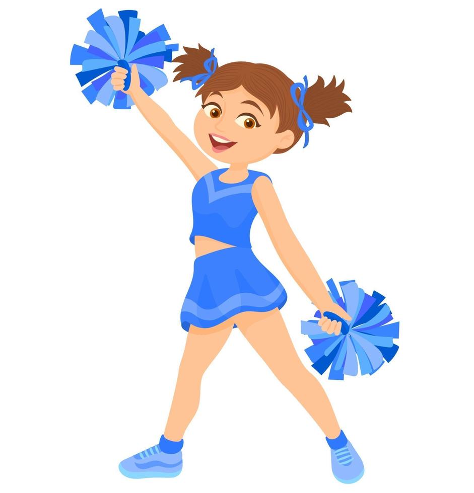 chica animadora con pompones de baile y saltos para apoyar el deporte de  equipo durante la competencia en la ilustración de plantillas dibujadas a  mano de dibujos animados planos 13752090 Vector en