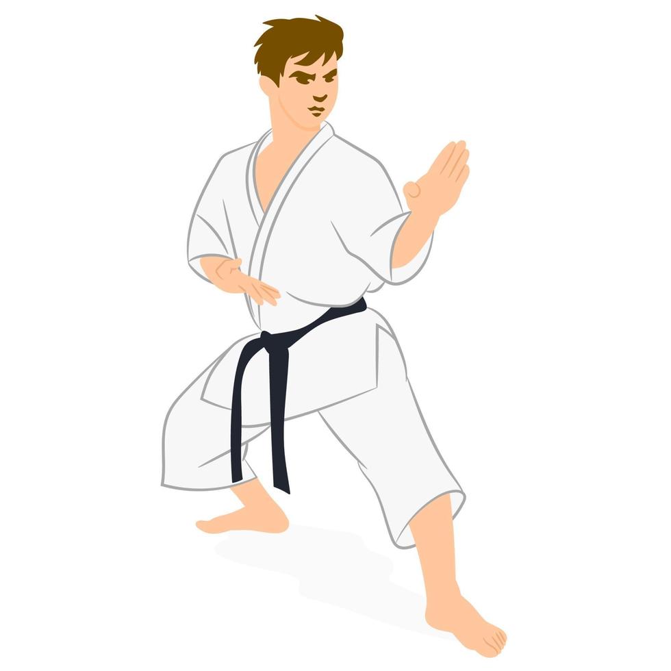 Athletes in kimono practicing martial arts vector