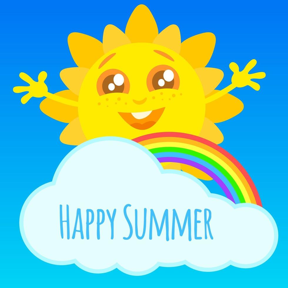 Happy summer sun character vector
