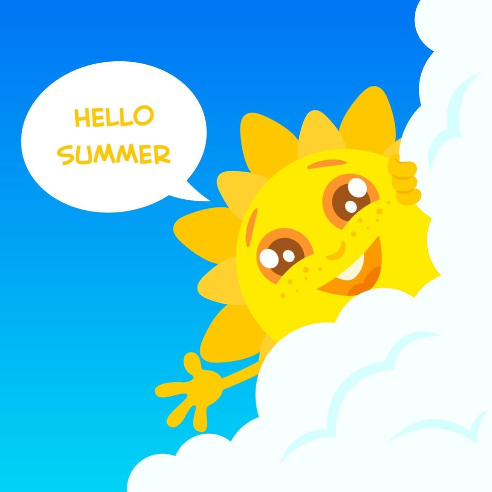 Happy summer sun character vector