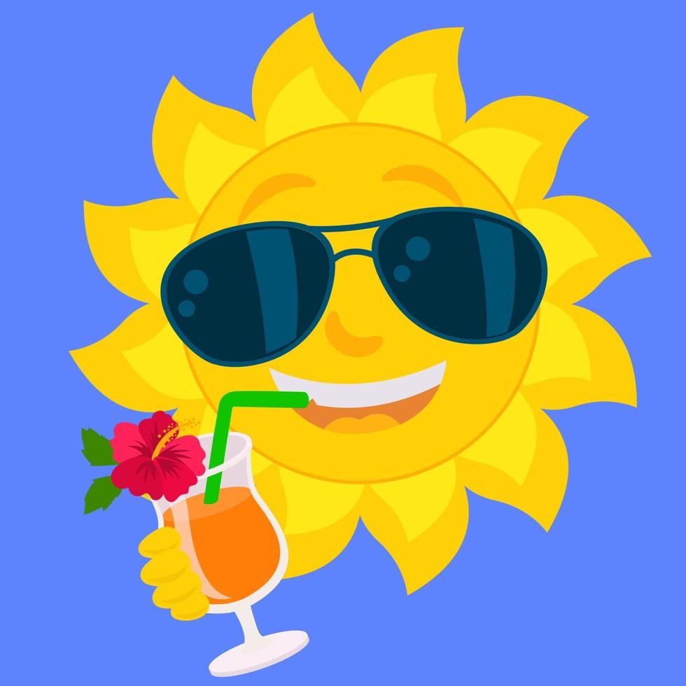 Happy summer sun character vector