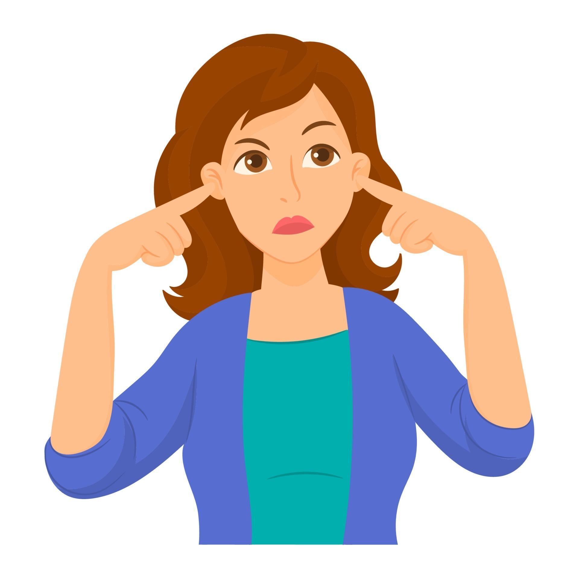 Girl covers her ears with her fingers to not listen 2397154 Vector Art