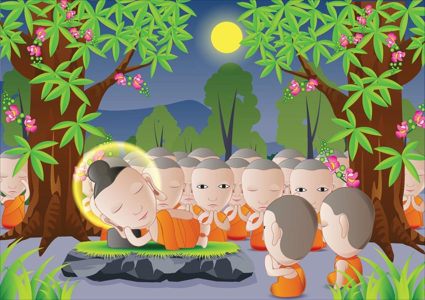 Buddha's death under tree vector