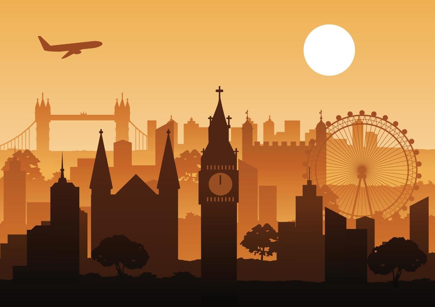 London skyline buildings at sunset vector