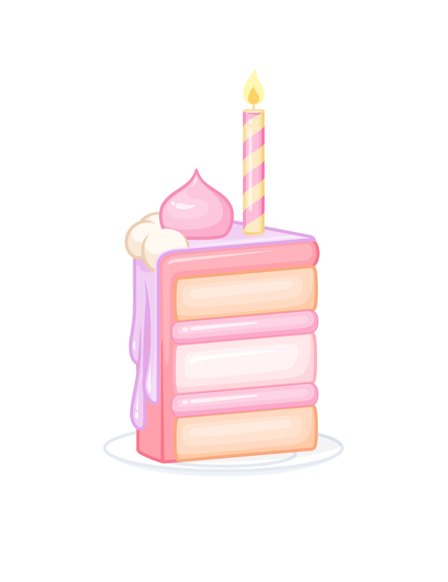Slice of pink birthday cake with candle vector illustration isolated on white background 2397337 Vector Art at Vecteezy Slice of pink birthday cake with candle vector illustration isolated on white background 2397337 Vector Art at Vecteezy