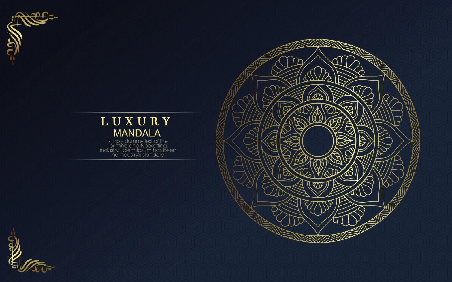 fondo adornado de mandala de oro de lujo vector