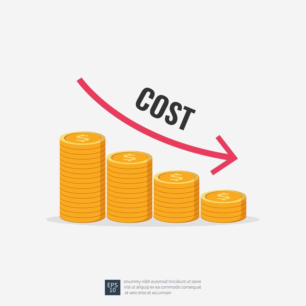 reducción de costes reducción de costes optimización de costes concepto de negocio vector