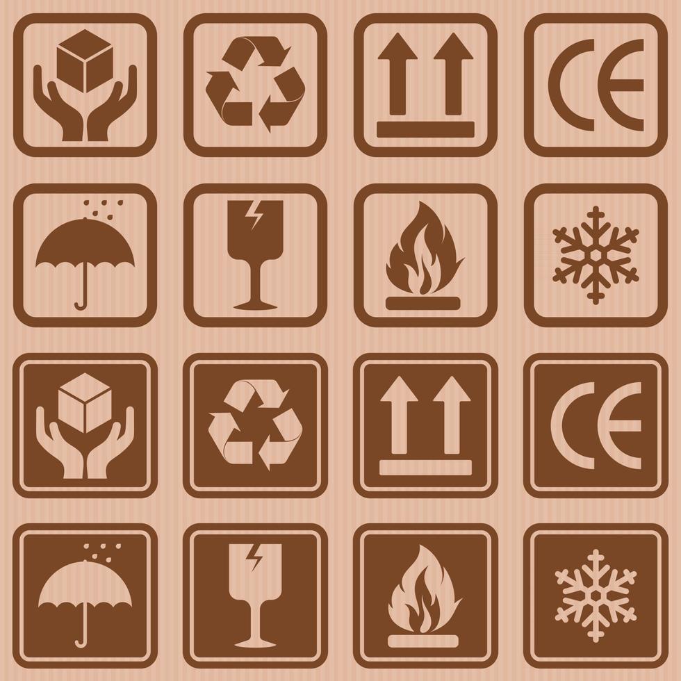 Cardboard box packaging symbols vector