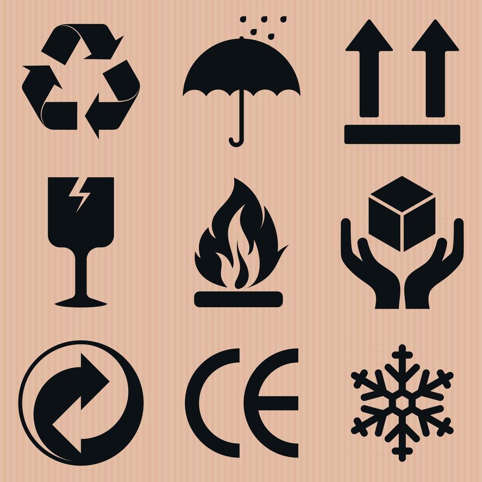 Cardboard box packaging symbols vector