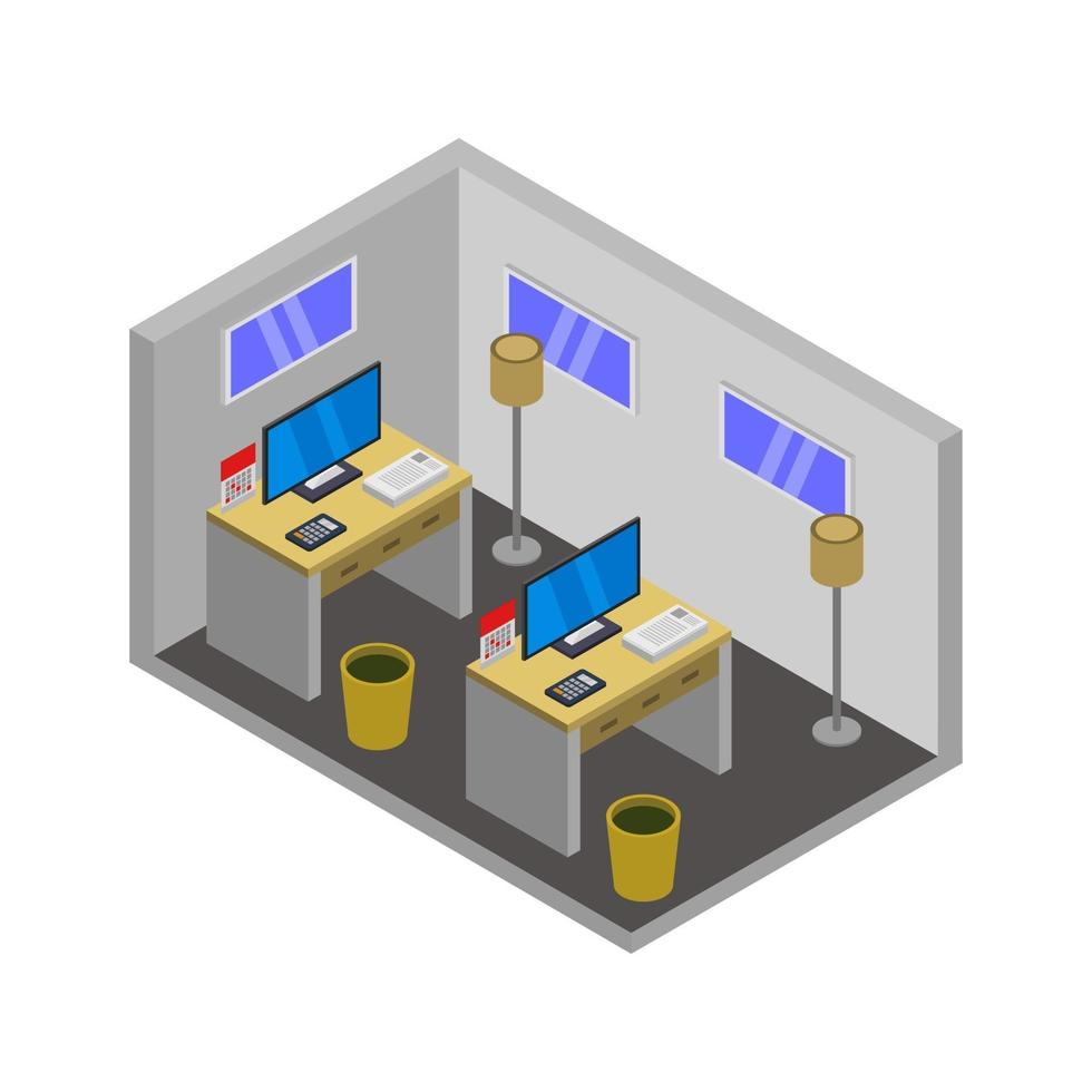 Isometric Office Room vector