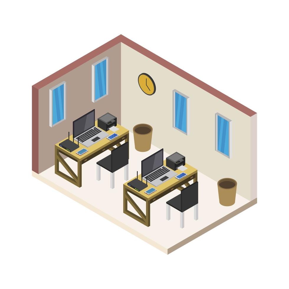Isometric Office Room vector