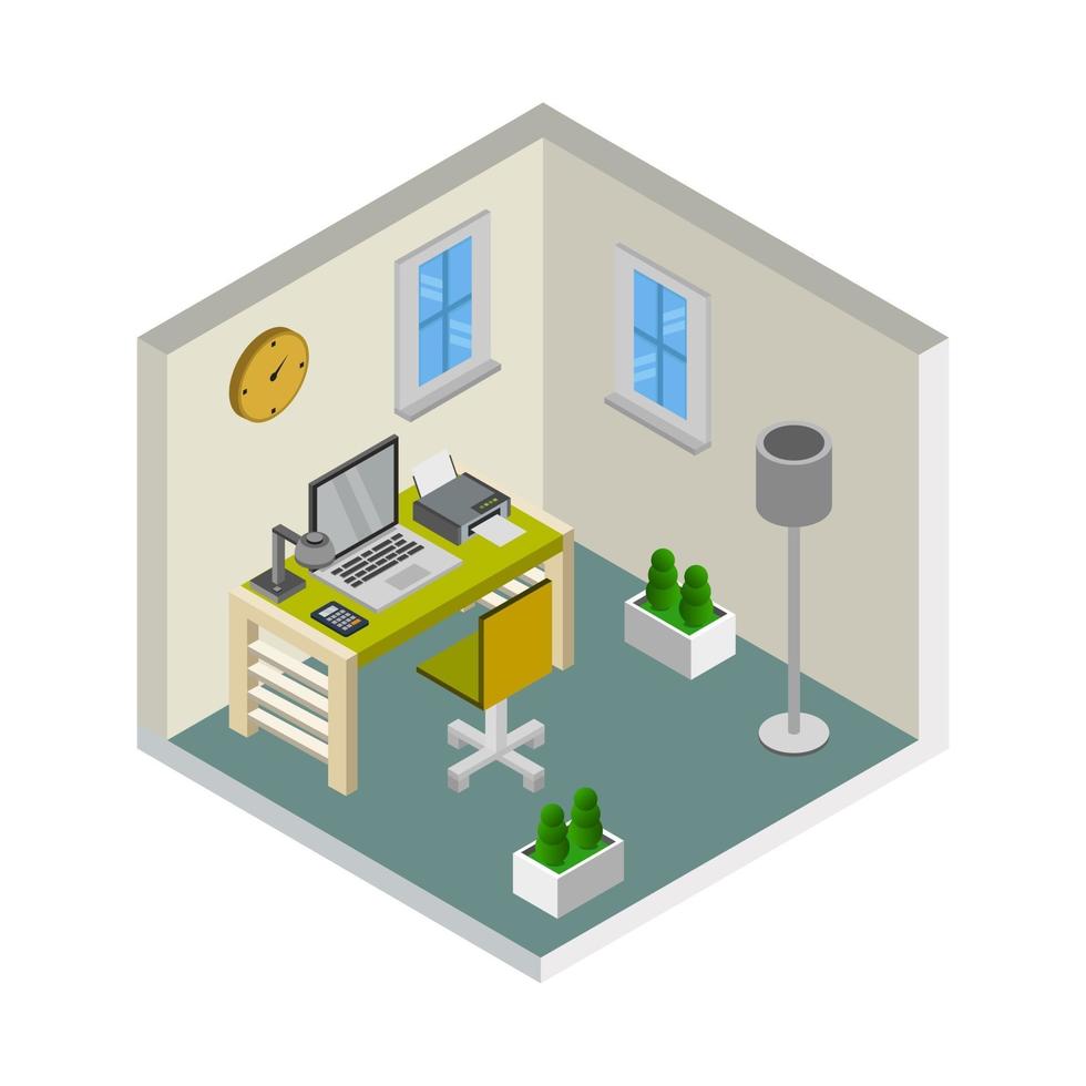 Isometric Office Room vector