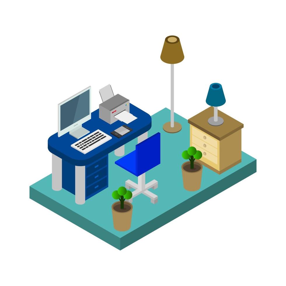 Isometric Office Room vector