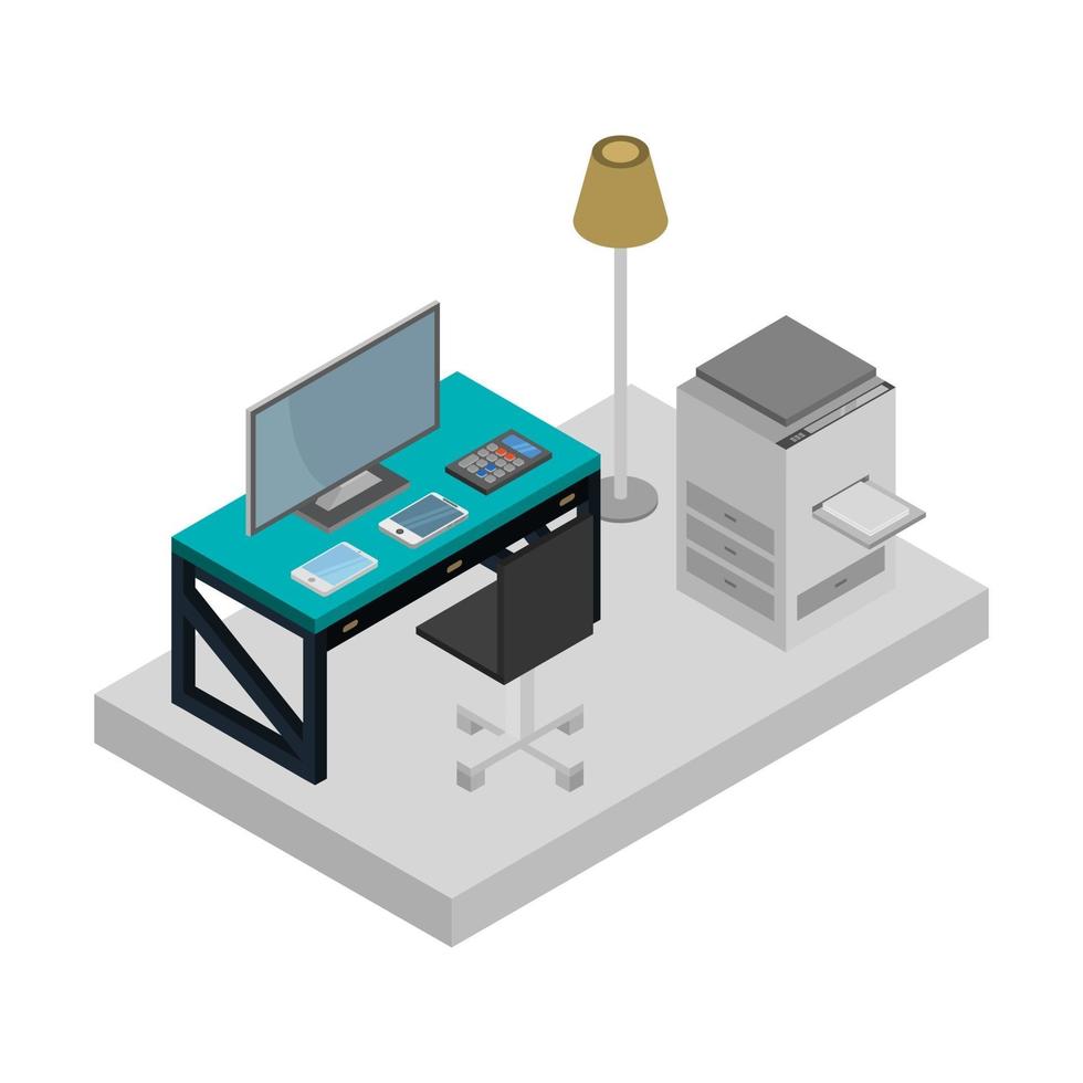 Isometric Office Room vector