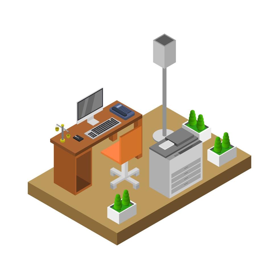 Isometric Office Room vector