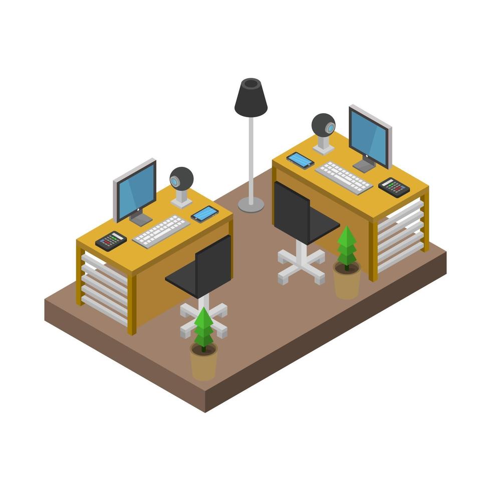 Isometric Office Room vector