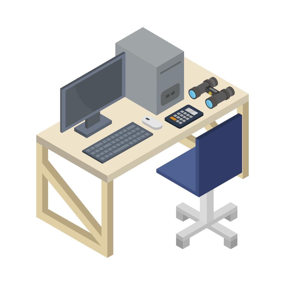 Isometric Office Desk vector