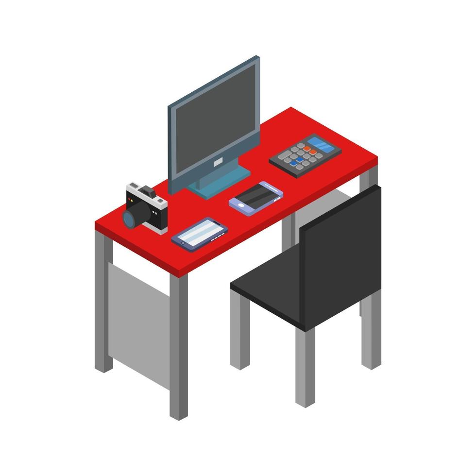 Isometric Office Desk vector