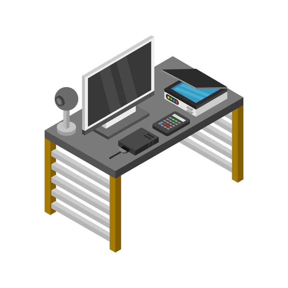 escritorio de oficina isométrico vector