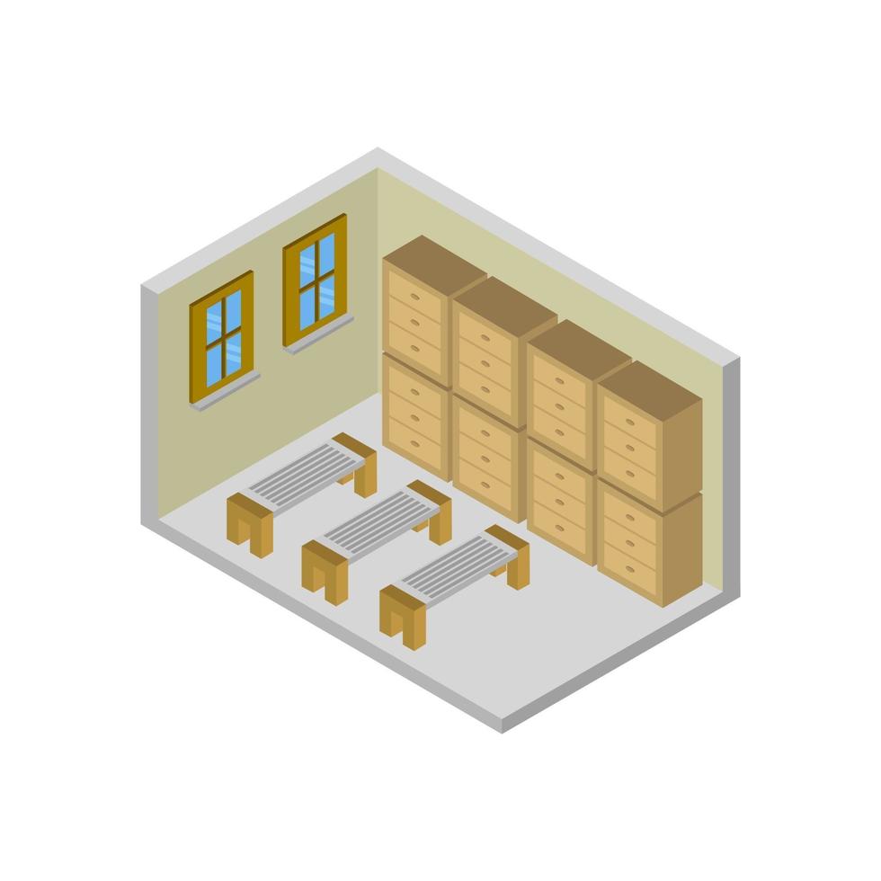 Isometric Locker Room Desk vector