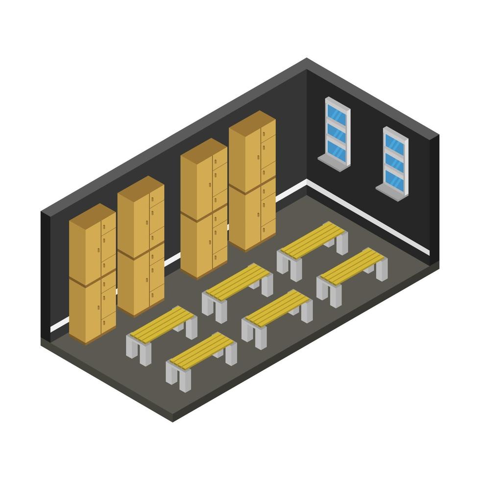 Isometric Locker Room Desk vector