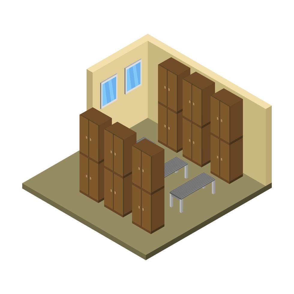 Isometric Locker Room Desk vector