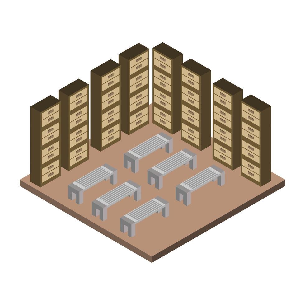 Isometric Locker Room vector