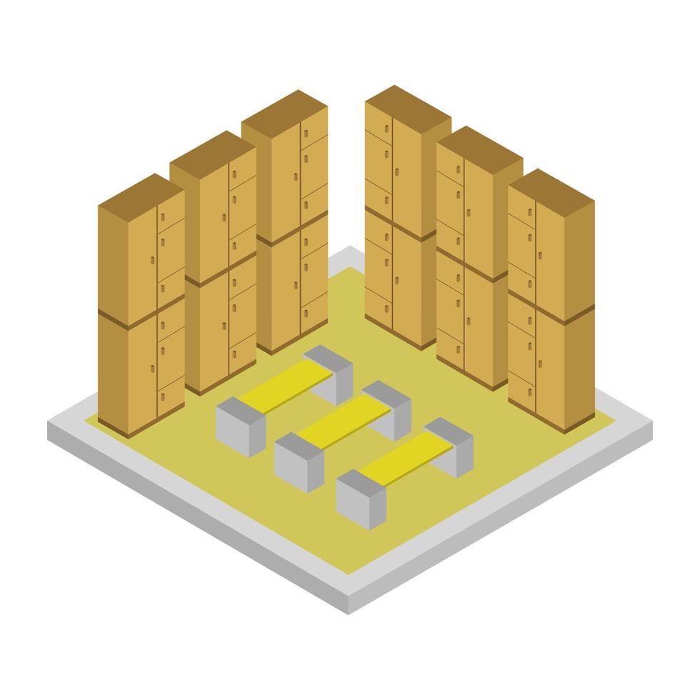 Isometric Locker Room vector