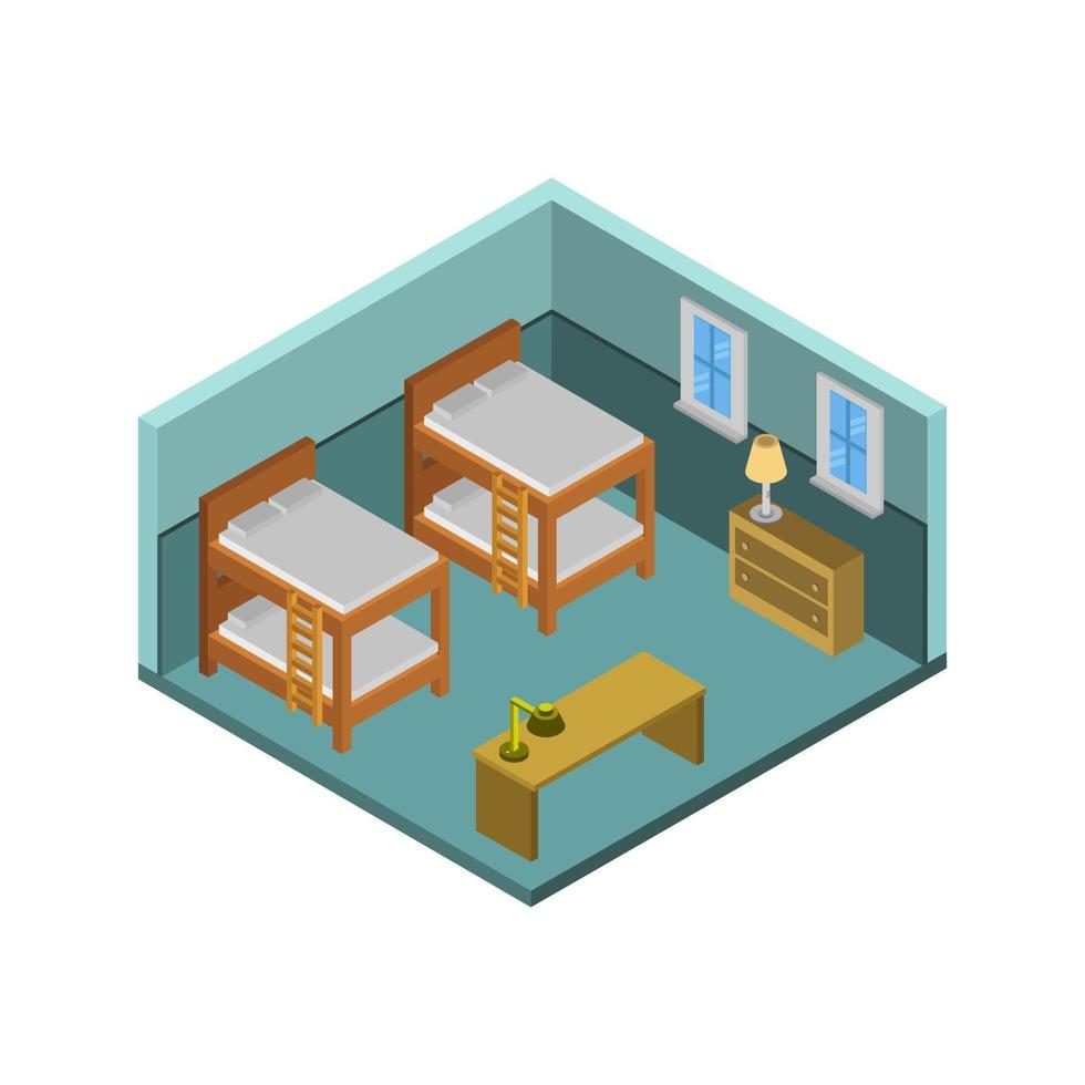 Isometric Hostel Room vector