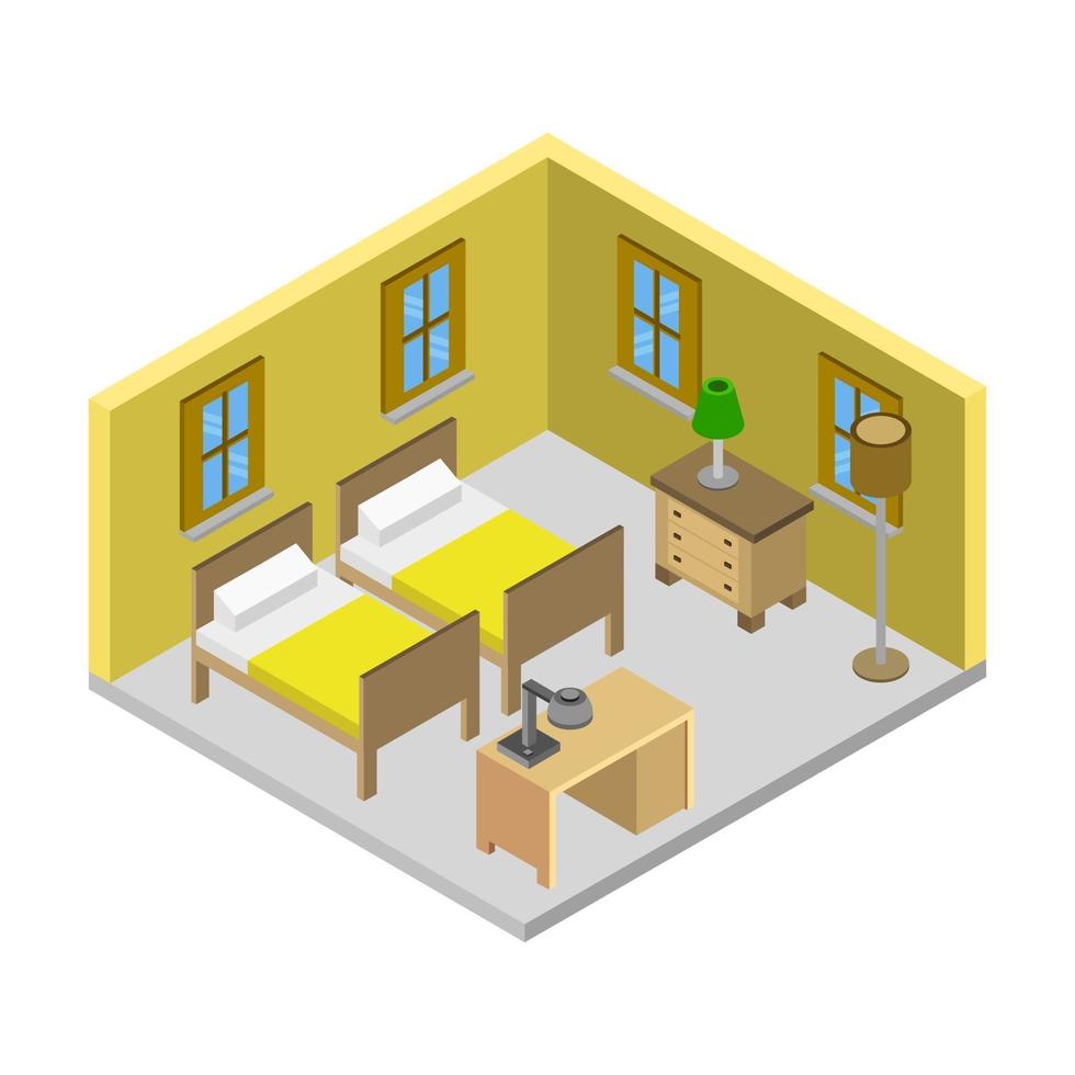 Isometric Hostel Room vector