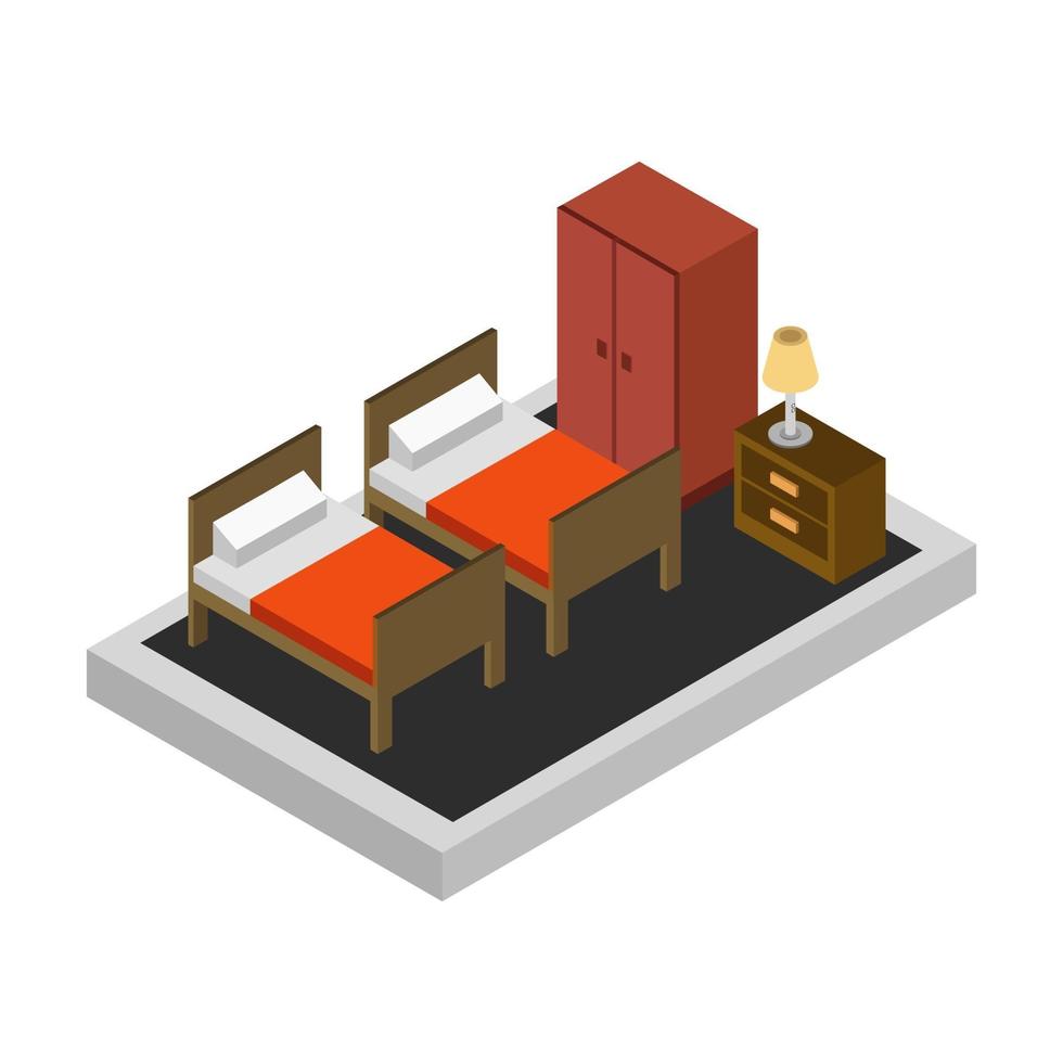 Isometric Hostel Room vector