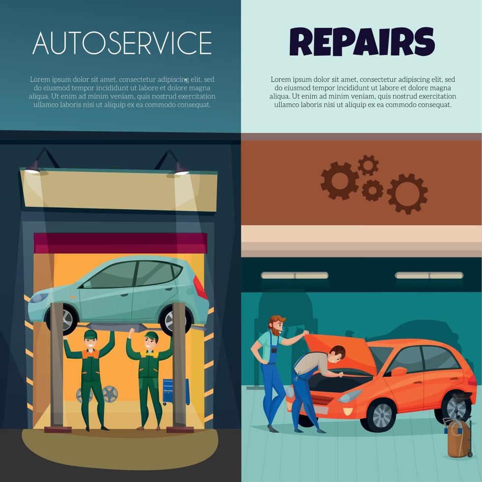 Car Service Vertical Banners Set Vector Illustration