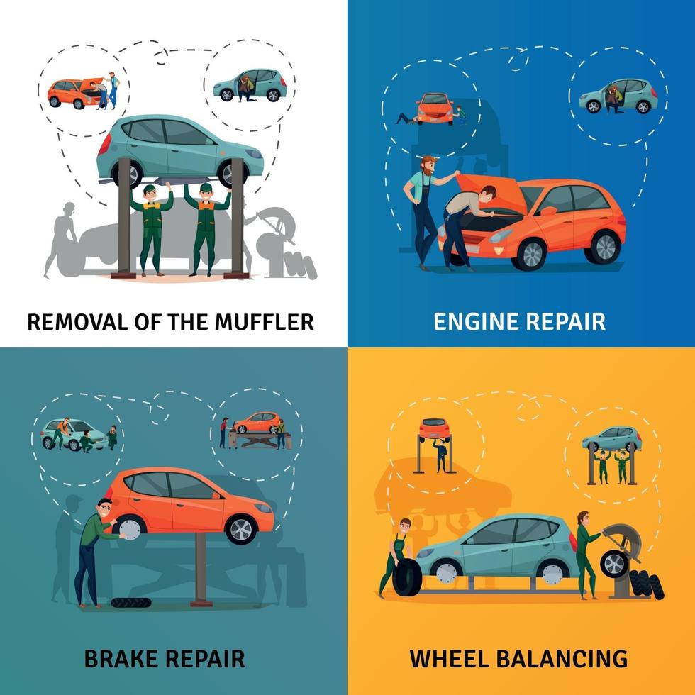 iconos de concepto de servicio de coche conjunto ilustración vectorial vector