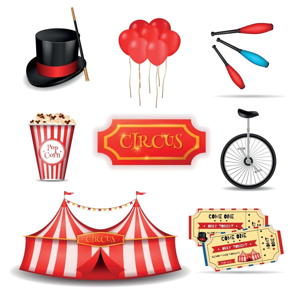 Travelling Circus Elements Set Vector Illustration