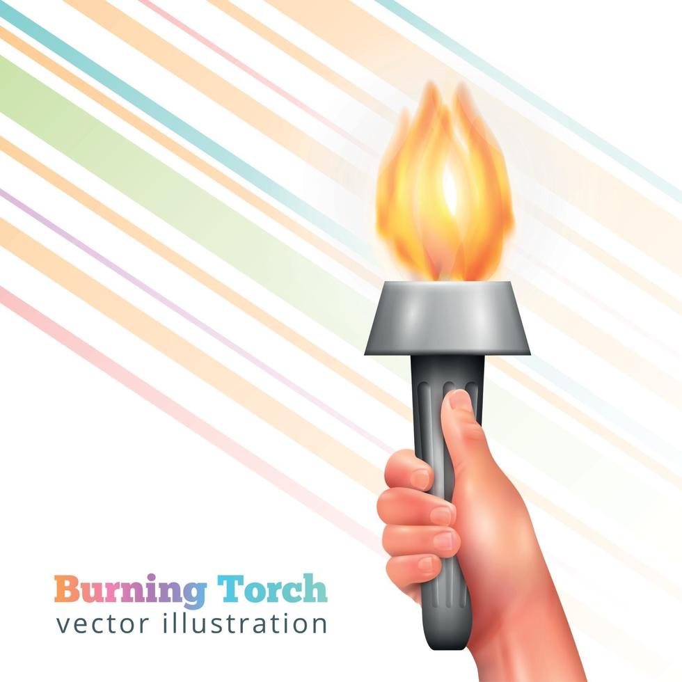 Realistic Hand Torch Background Vector Illustration