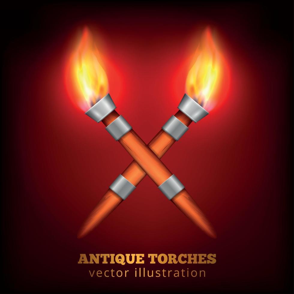 Antique Torches Realistic Background Vector Illustration