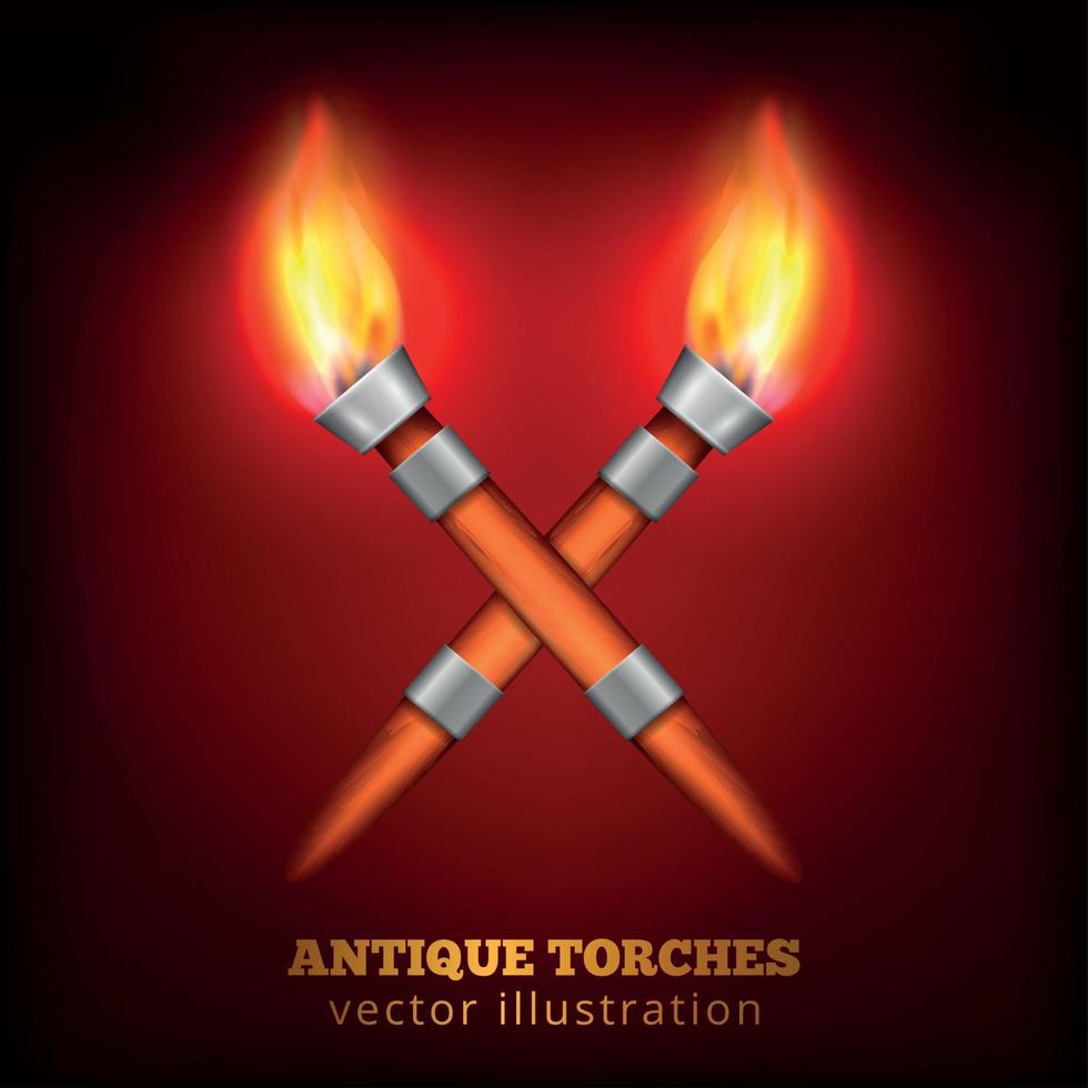 Antique Torches Realistic Background Vector Illustration