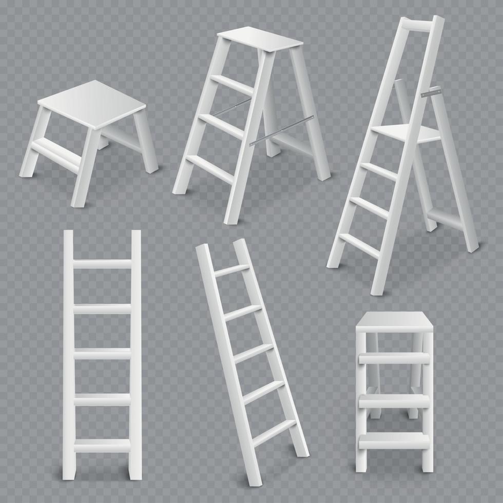 Ladders Realistic Set Vector Illustration