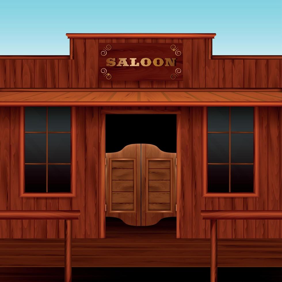 Western Saloon Entrance Composition Vector Illustration