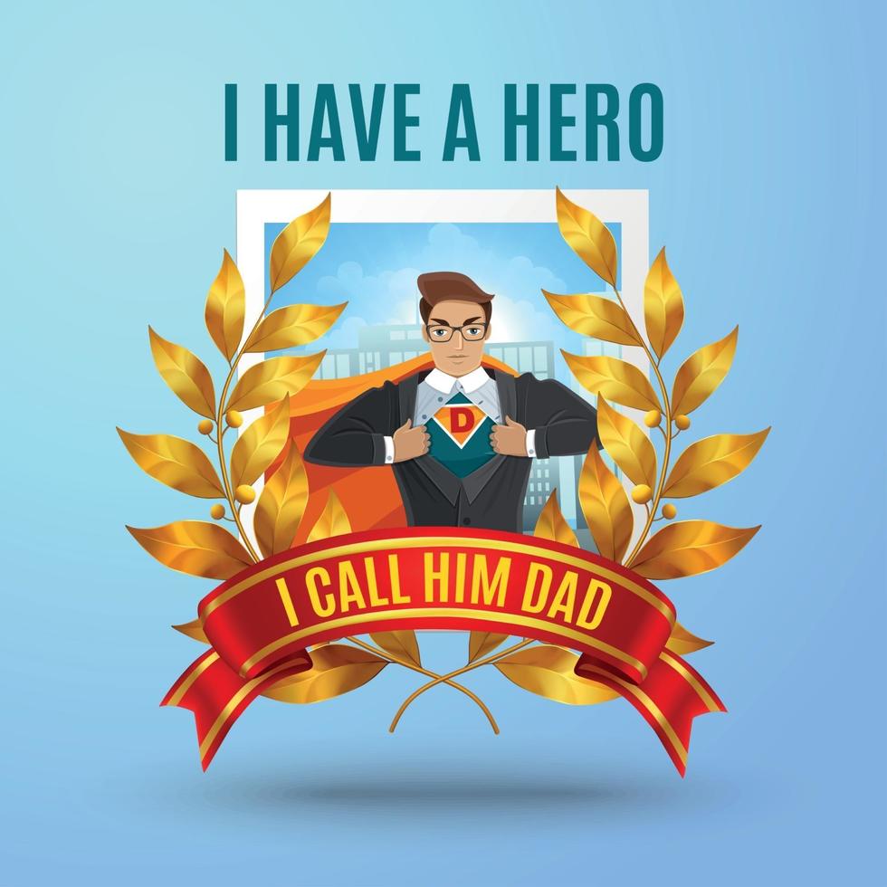 Father Super Hero Composition Vector Illustration