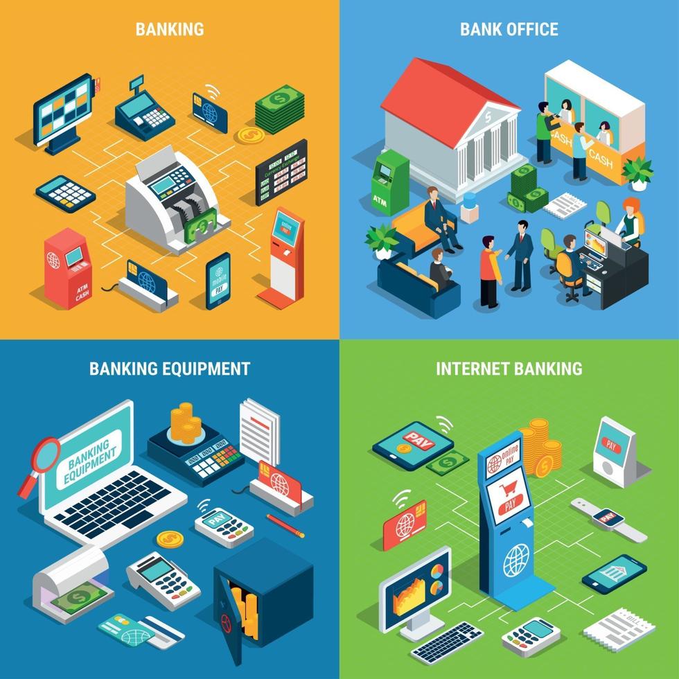 Banking Isometric Design Concept Vector Illustration