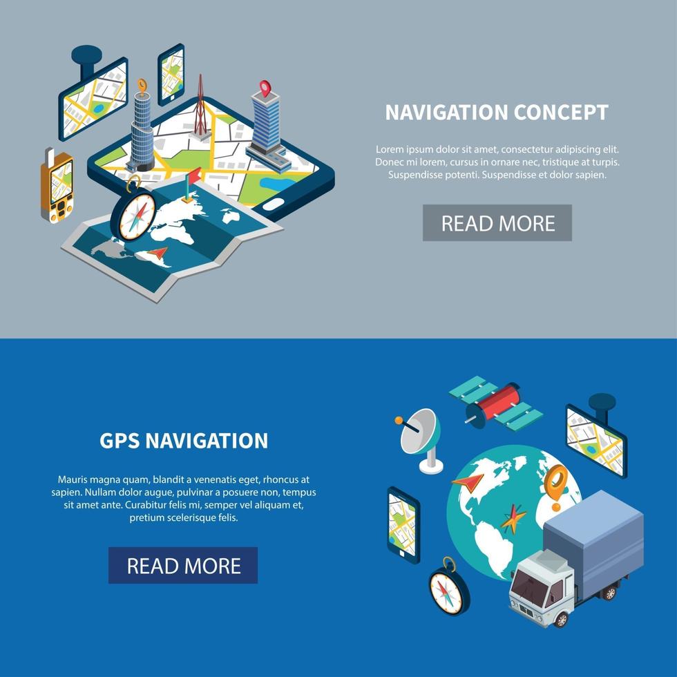 Navigation Banners Set Vector Illustration