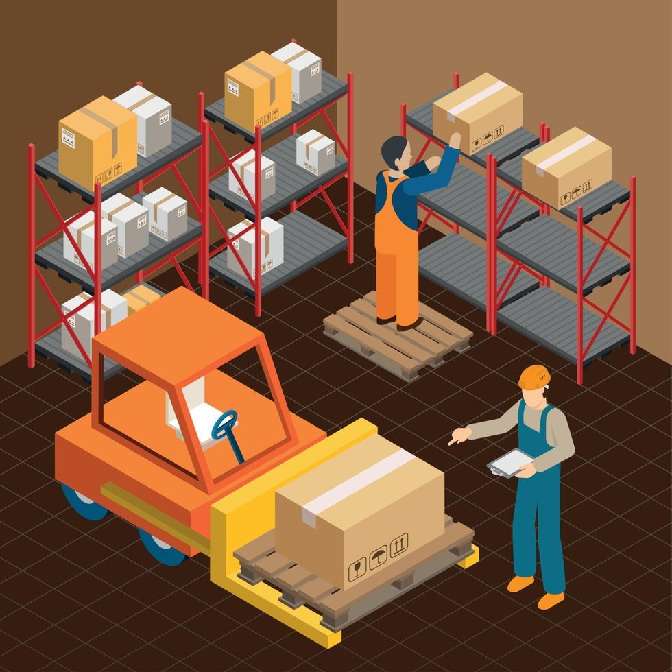 In The Warehouse Composition Vector Illustration