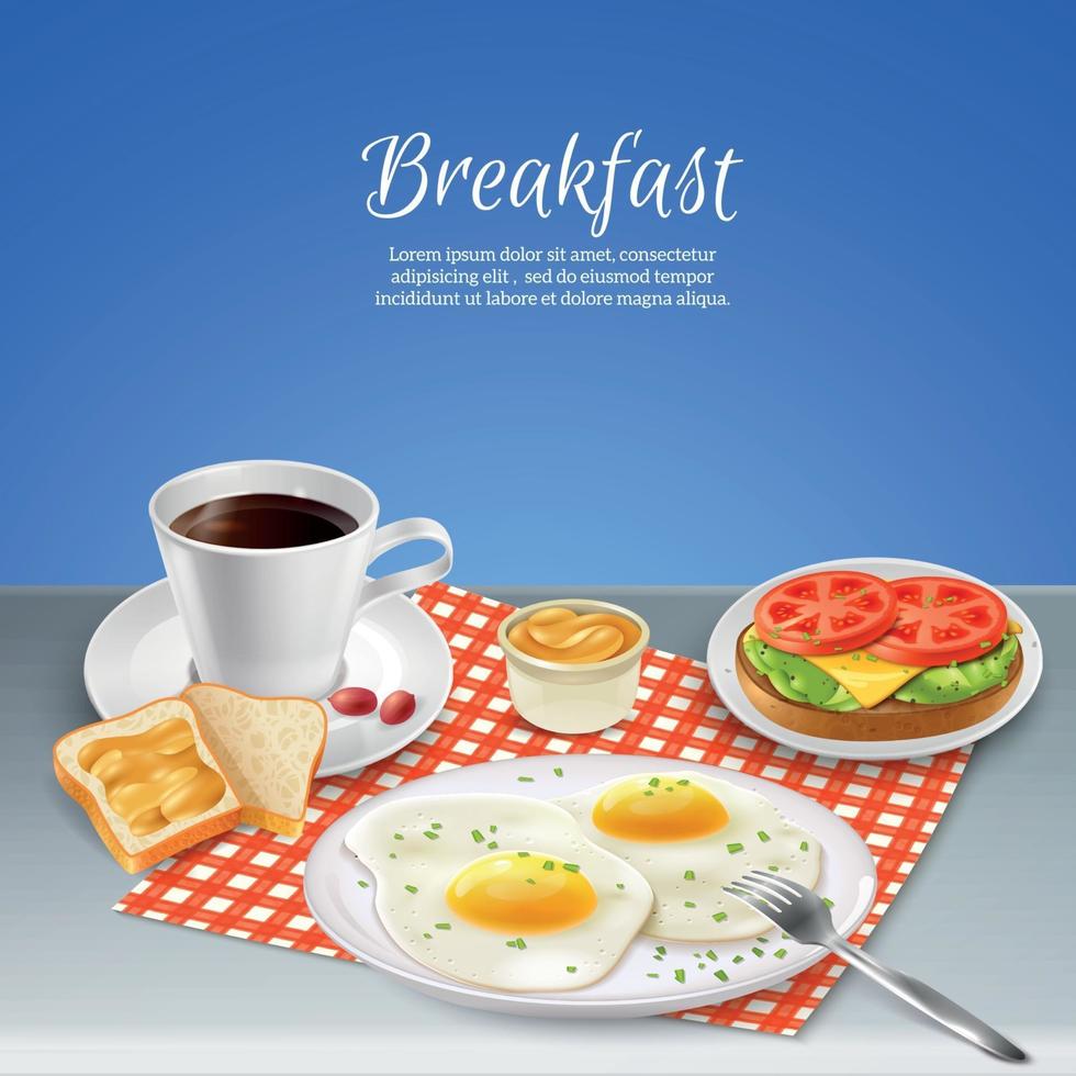 desayuno realista set vector illustration