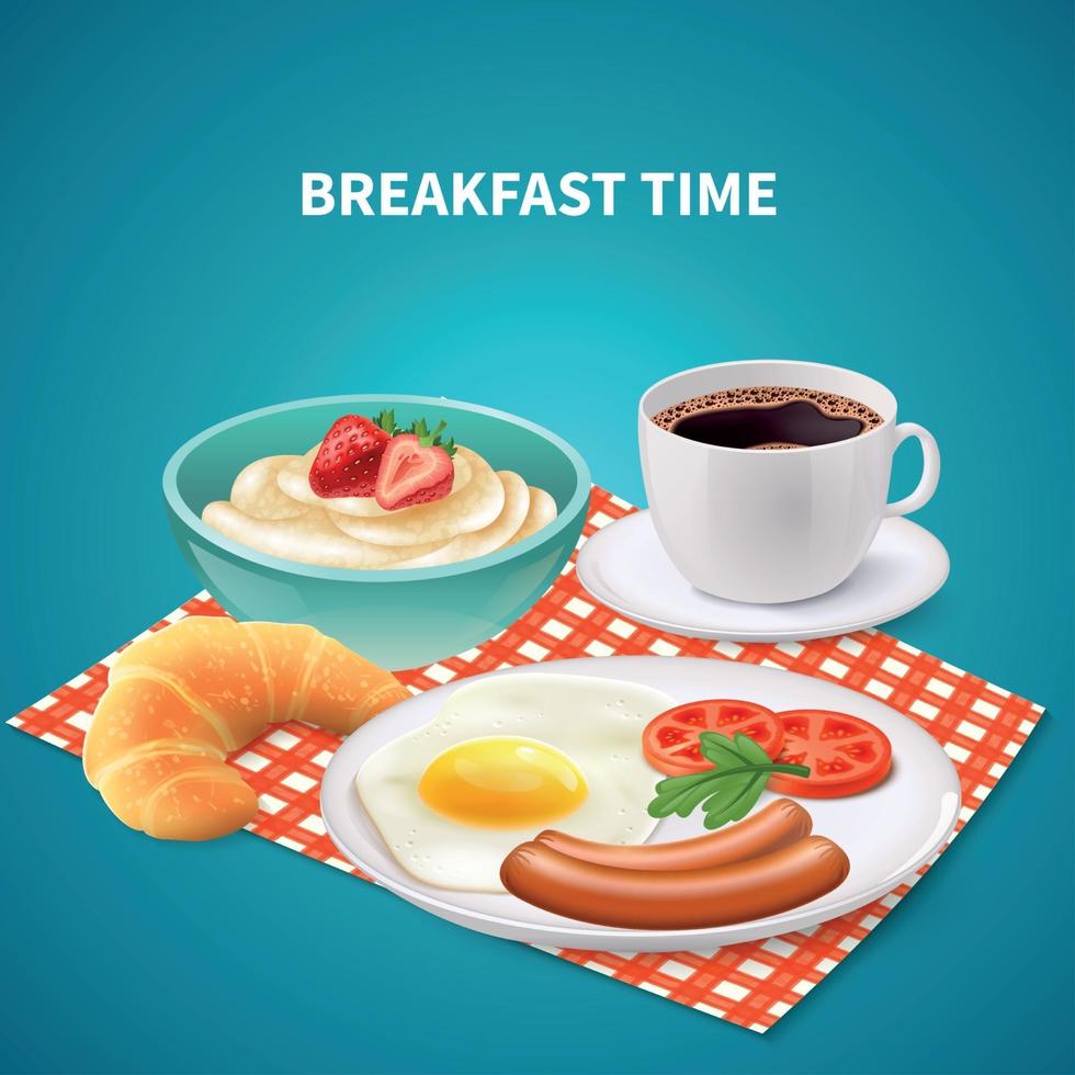 Ilustración de vector de fondo realista de desayuno