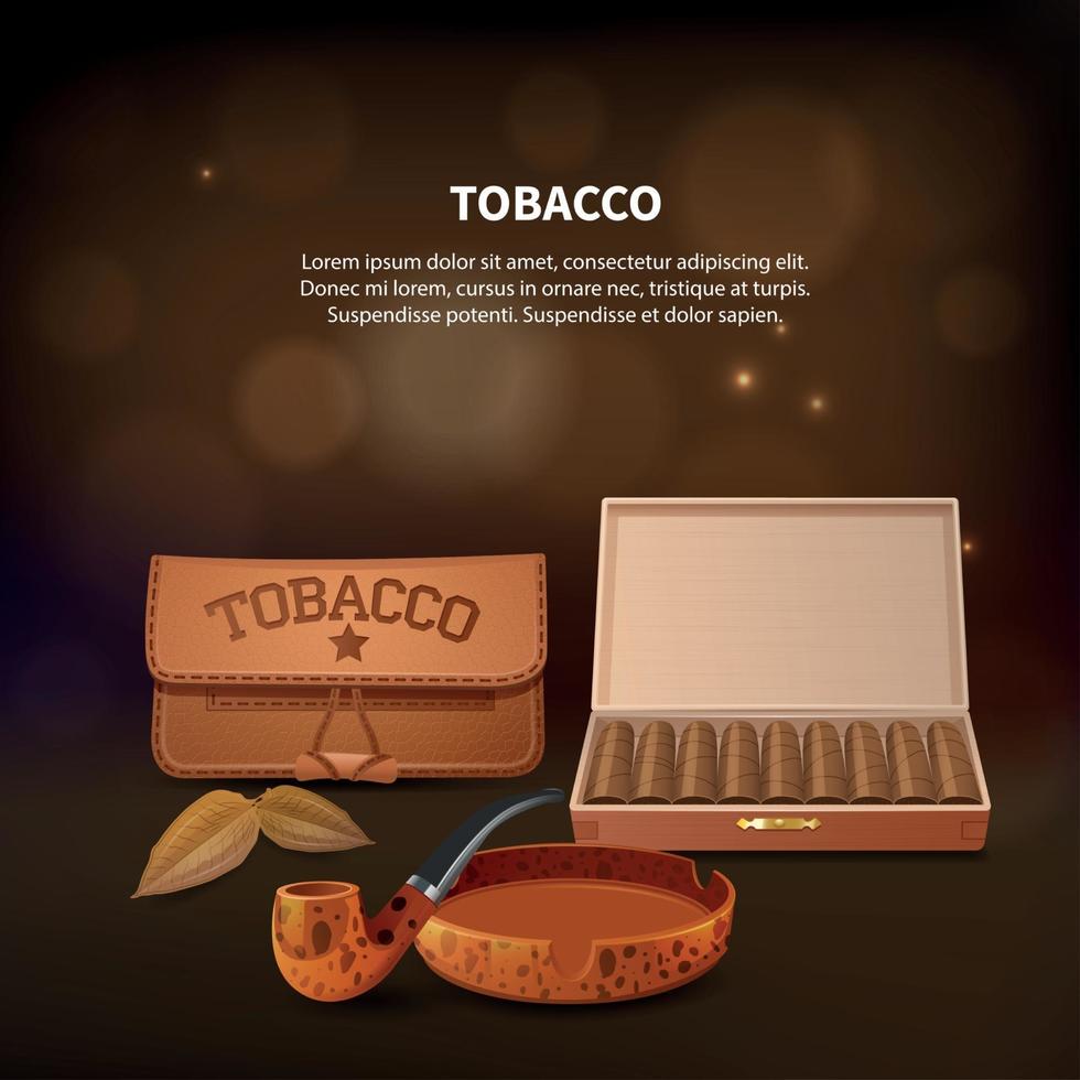 Ilustración de vector de composición realista de tabaco