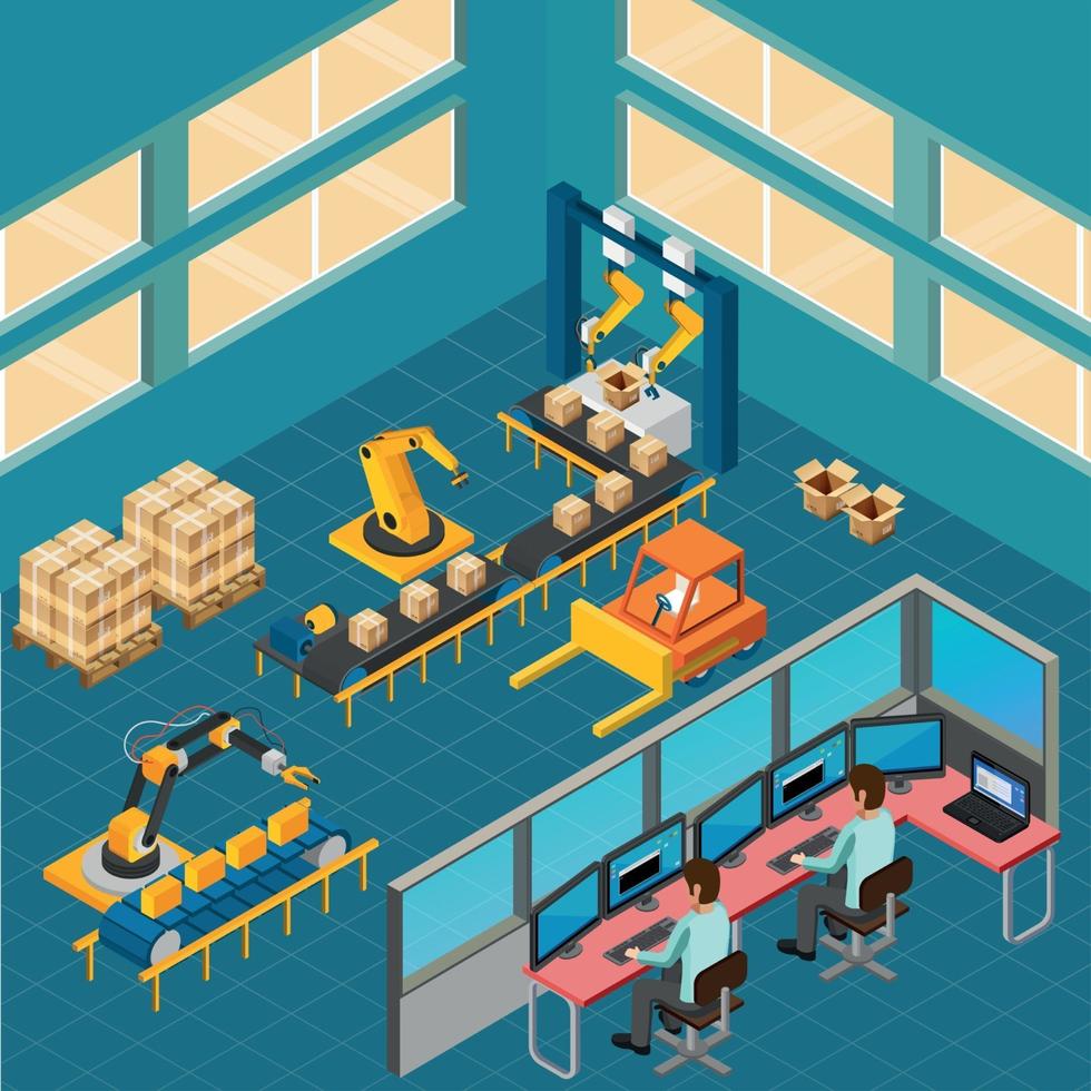 Industrial Shop Floor Composition Vector Illustration