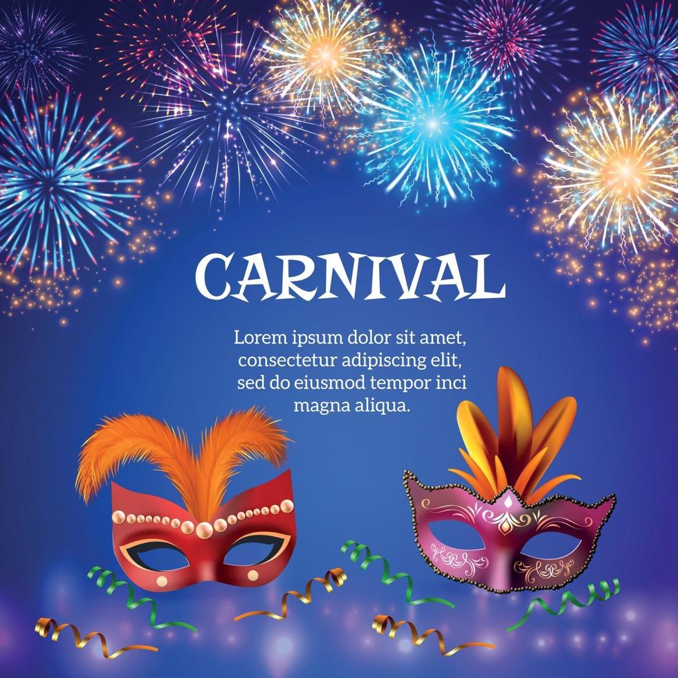 Carnival Masks Firework Background vector